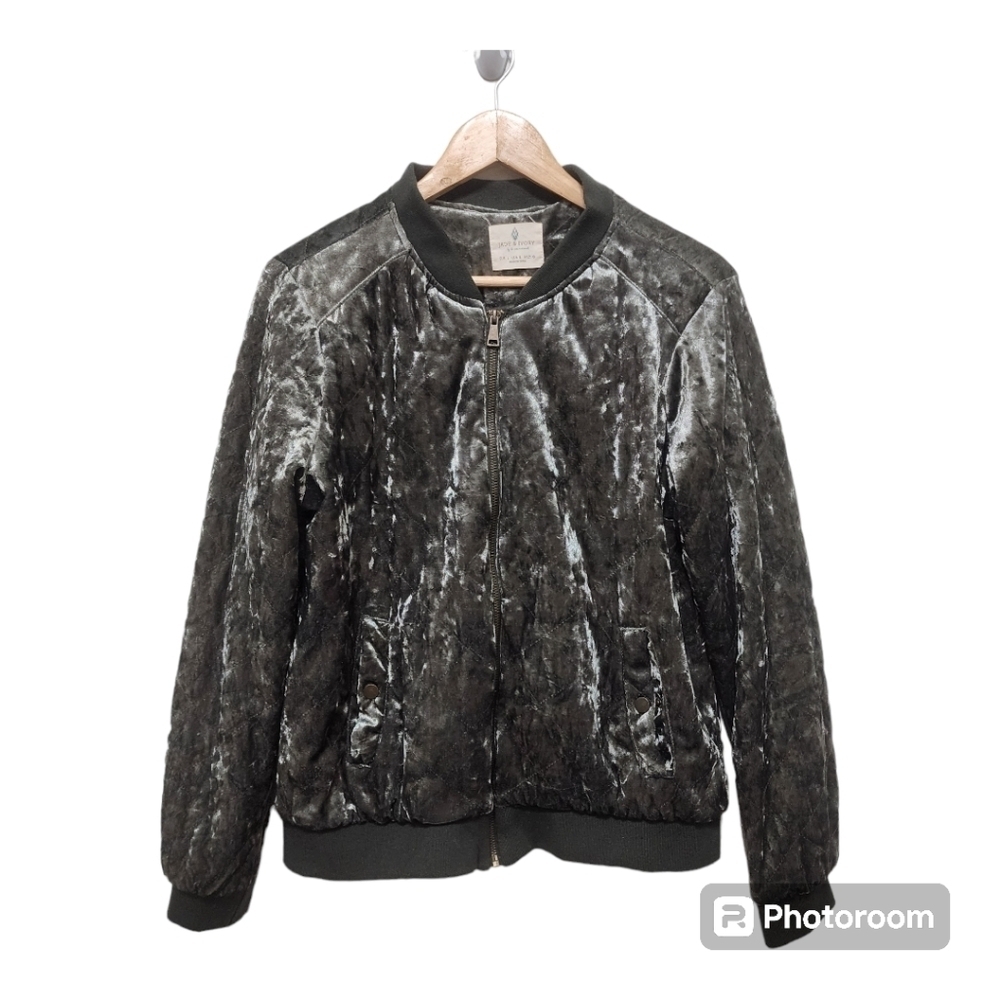 Jade & Ivory Green Shiny Bomber Jacket Size L
